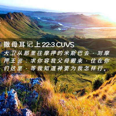 Picture 02 - 撒 母 耳 记 上 22:3 CUVS - 大 卫 从 那 里 往 摩 押 的 米 斯 巴 - Bible Verse Picture