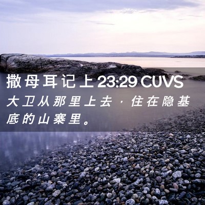 Picture 02 - 撒 母 耳 记 上 23:29 CUVS - 大 卫 从 那 里 上 去 ， 住 在 隐 基 - Bible Verse Picture