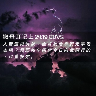 Picture 02 - 撒 母 耳 记 上 24:19 CUVS - 人 若 遇 见 仇 敌 ， 岂 肯 放 他 平 - Bible Verse Picture