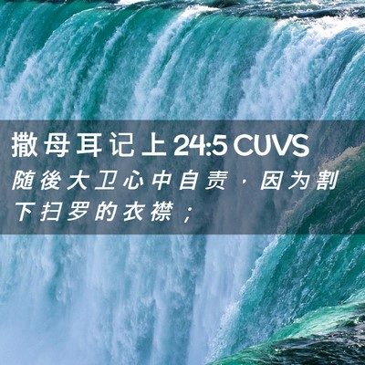 Picture 02 - 撒 母 耳 记 上 24:5 CUVS - 随 後 大 卫 心 中 自 责 ， 因 为 割 - Bible Verse Picture