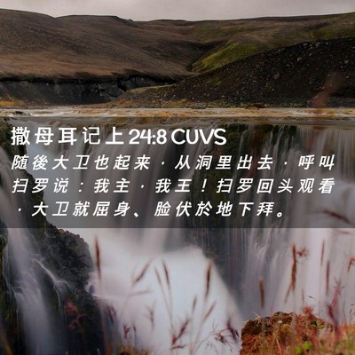Picture 02 - 撒 母 耳 记 上 24:8 CUVS - 随 後 大 卫 也 起 来 ， 从 洞 里 出 - Bible Verse Picture