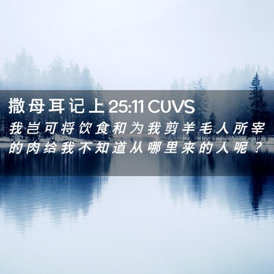 Picture 02 - 撒 母 耳 记 上 25:11 CUVS - 我 岂 可 将 饮 食 和 为 我 剪 羊 毛 - Bible Verse Picture