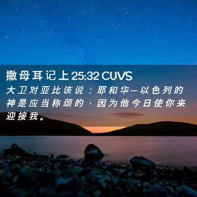 Picture 02 - 撒 母 耳 记 上 25:32 CUVS - 大 卫 对 亚 比 该 说 ： 耶 和 华 ─ - Bible Verse Picture
