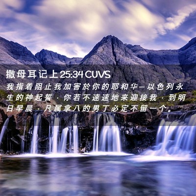 Picture 02 - 撒 母 耳 记 上 25:34 CUVS - 我 指 着 阻 止 我 加 害 於 你 的 耶 - Bible Verse Picture