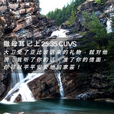 Picture 02 - 撒 母 耳 记 上 25:35 CUVS - 大 卫 受 了 亚 比 该 送 来 的 礼 物 - Bible Verse Picture