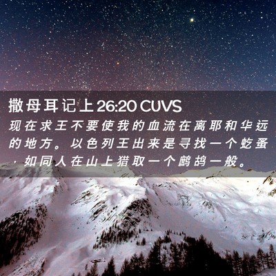 Picture 02 - 撒 母 耳 记 上 26:20 CUVS - 现 在 求 王 不 要 使 我 的 血 流 在 - Bible Verse Picture