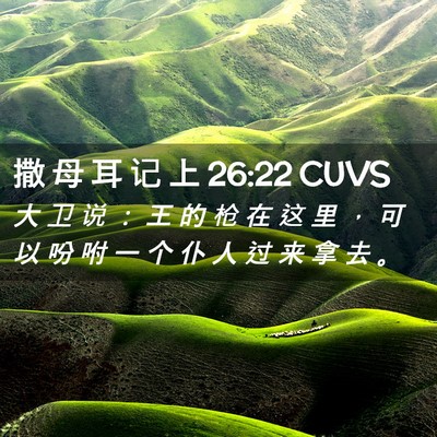 Picture 02 - 撒 母 耳 记 上 26:22 CUVS - 大 卫 说 ： 王 的 枪 在 这 里 ， 可 - Bible Verse Picture