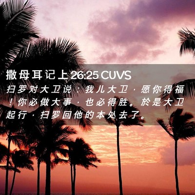 Picture 02 - 撒 母 耳 记 上 26:25 CUVS - 扫 罗 对 大 卫 说 ： 我 儿 大 卫 ， - Bible Verse Picture