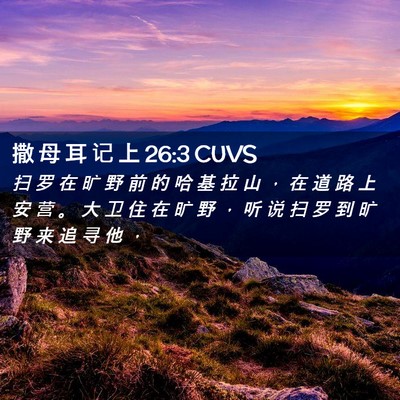 Picture 02 - 撒 母 耳 记 上 26:3 CUVS - 扫 罗 在 旷 野 前 的 哈 基 拉 山 ， - Bible Verse Picture