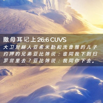 Picture 02 - 撒 母 耳 记 上 26:6 CUVS - 大 卫 对 赫 人 亚 希 米 勒 和 洗 鲁 - Bible Verse Picture