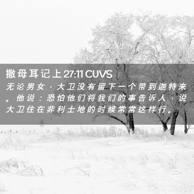 Picture 02 - 撒 母 耳 记 上 27:11 CUVS - 无 论 男 女 ， 大 卫 没 有 留 下 一 - Bible Verse Picture