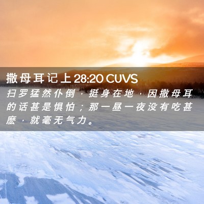 Picture 02 - 撒 母 耳 记 上 28:20 CUVS - 扫 罗 猛 然 仆 倒 ， 挺 身 在 地 ， - Bible Verse Picture