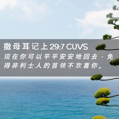 Picture 02 - 撒 母 耳 记 上 29:7 CUVS - 现 在 你 可 以 平 平 安 安 地 回 去 - Bible Verse Picture