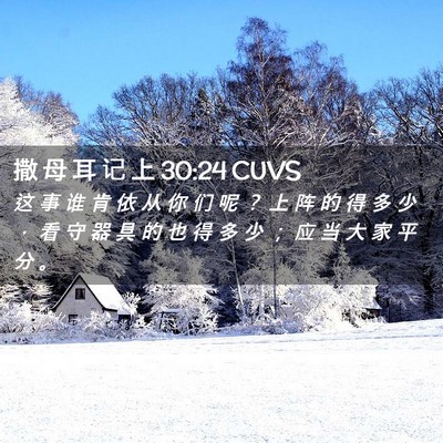Picture 02 - 撒 母 耳 记 上 30:24 CUVS - 这 事 谁 肯 依 从 你 们 呢 ？ 上 阵 - Bible Verse Picture
