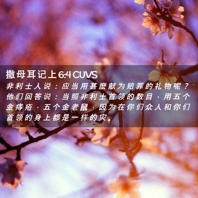 Picture 02 - 撒 母 耳 记 上 6:4 CUVS - 非 利 士 人 说 ： 应 当 用 甚 麽 献 - Bible Verse Picture