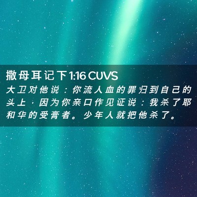 Picture 02 - 撒 母 耳 记 下 1:16 CUVS - 大 卫 对 他 说 ： 你 流 人 血 的 罪 - Bible Verse Picture