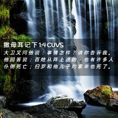 Picture 02 - 撒 母 耳 记 下 1:4 CUVS - 大 卫 又 问 他 说 ： 事 情 怎 样 ？ - Bible Verse Picture