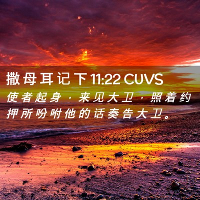 Picture 02 - 撒 母 耳 记 下 11:22 CUVS - 使 者 起 身 ， 来 见 大 卫 ， 照 着 - Bible Verse Picture