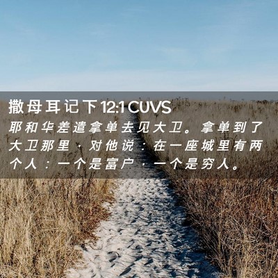 Picture 02 - 撒 母 耳 记 下 12:1 CUVS - 耶 和 华 差 遣 拿 单 去 见 大 卫 。 - Bible Verse Picture