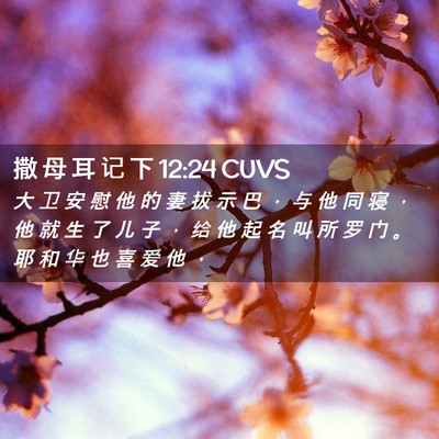 Picture 02 - 撒 母 耳 记 下 12:24 CUVS - 大 卫 安 慰 他 的 妻 拔 示 巴 ， 与 - Bible Verse Picture