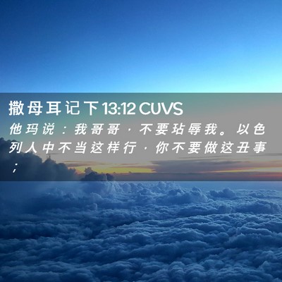 Picture 02 - 撒 母 耳 记 下 13:12 CUVS - 他 玛 说 ： 我 哥 哥 ， 不 要 玷 辱 - Bible Verse Picture