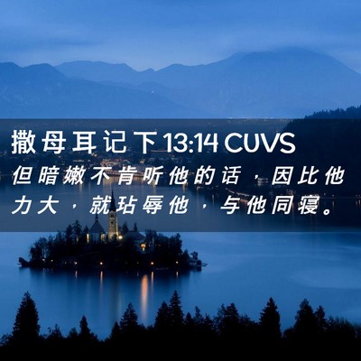 Picture 02 - 撒 母 耳 记 下 13:14 CUVS - 但 暗 嫩 不 肯 听 他 的 话 ， 因 比 - Bible Verse Picture