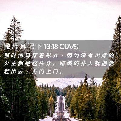 Picture 02 - 撒 母 耳 记 下 13:18 CUVS - 那 时 他 玛 穿 着 彩 衣 ， 因 为 没 - Bible Verse Picture