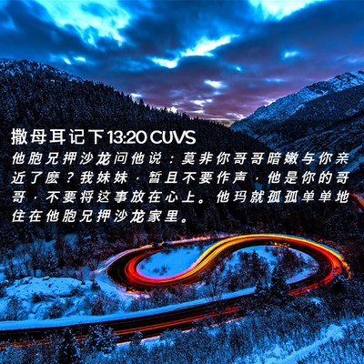 Picture 02 - 撒 母 耳 记 下 13:20 CUVS - 他 胞 兄 押 沙 龙 问 他 说 ： 莫 非 - Bible Verse Picture