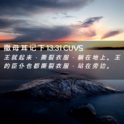 Picture 02 - 撒 母 耳 记 下 13:31 CUVS - 王 就 起 来 ， 撕 裂 衣 服 ， 躺 在 - Bible Verse Picture