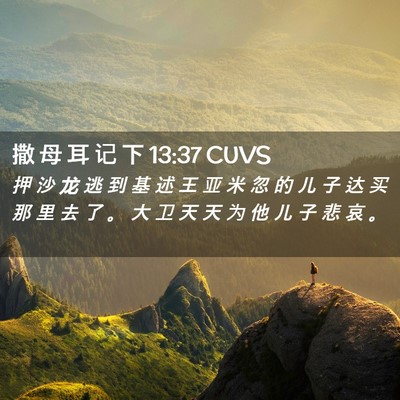 Picture 02 - 撒 母 耳 记 下 13:37 CUVS - 押 沙 龙 逃 到 基 述 王 亚 米 忽 的 - Bible Verse Picture