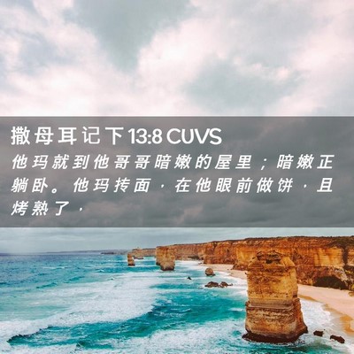 Picture 02 - 撒 母 耳 记 下 13:8 CUVS - 他 玛 就 到 他 哥 哥 暗 嫩 的 屋 里 - Bible Verse Picture