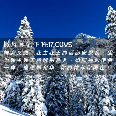 Picture 02 - 撒 母 耳 记 下 14:17 CUVS - 婢 女 又 想 ， 我 主 我 王 的 话 必 - Bible Verse Picture