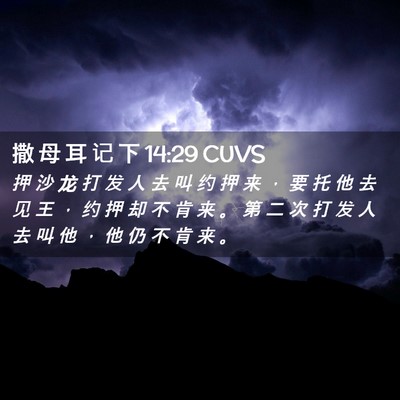 Picture 02 - 撒 母 耳 记 下 14:29 CUVS - 押 沙 龙 打 发 人 去 叫 约 押 来 ， - Bible Verse Picture