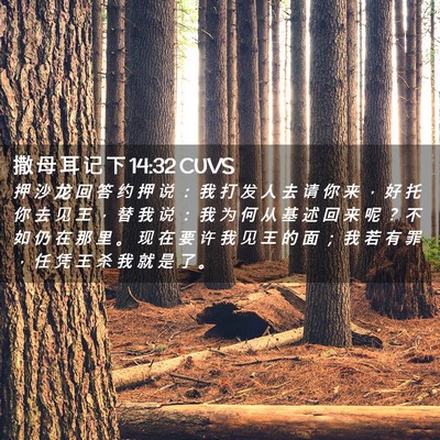 Picture 02 - 撒 母 耳 记 下 14:32 CUVS - 押 沙 龙 回 答 约 押 说 ： 我 打 发 - Bible Verse Picture