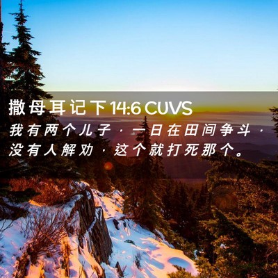 Picture 02 - 撒 母 耳 记 下 14:6 CUVS - 我 有 两 个 儿 子 ， 一 日 在 田 间 - Bible Verse Picture