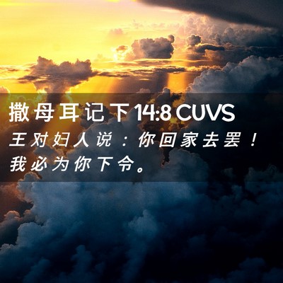 Picture 02 - 撒 母 耳 记 下 14:8 CUVS - 王 对 妇 人 说 ： 你 回 家 去 罢 ！ - Bible Verse Picture