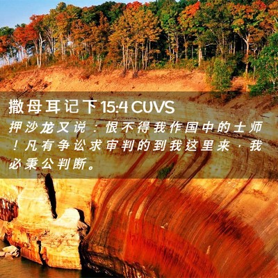 Picture 02 - 撒 母 耳 记 下 15:4 CUVS - 押 沙 龙 又 说 ： 恨 不 得 我 作 国 - Bible Verse Picture