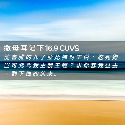 Picture 02 - 撒 母 耳 记 下 16:9 CUVS - 洗 鲁 雅 的 儿 子 亚 比 筛 对 王 说 - Bible Verse Picture