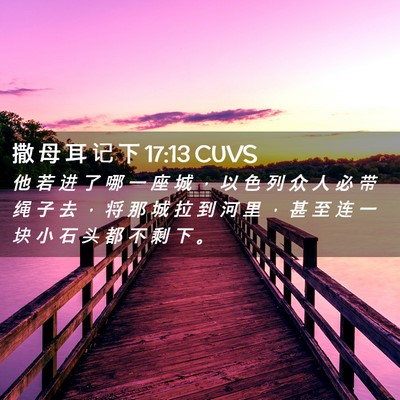 Picture 02 - 撒 母 耳 记 下 17:13 CUVS - 他 若 进 了 哪 一 座 城 ， 以 色 列 - Bible Verse Picture