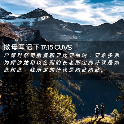 Picture 02 - 撒 母 耳 记 下 17:15 CUVS - 户 筛 对 祭 司 撒 督 和 亚 比 亚 他 - Bible Verse Picture