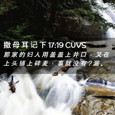 Picture 02 - 撒 母 耳 记 下 17:19 CUVS - 那 家 的 妇 人 用 盖 盖 上 井 口 ， - Bible Verse Picture
