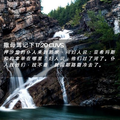 Picture 02 - 撒 母 耳 记 下 17:20 CUVS - 押 沙 龙 的 仆 人 来 到 那 家 ， 问 - Bible Verse Picture