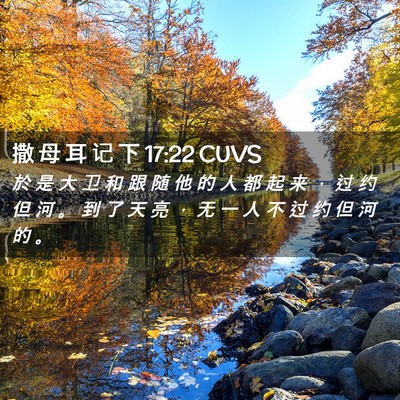 Picture 02 - 撒 母 耳 记 下 17:22 CUVS - 於 是 大 卫 和 跟 随 他 的 人 都 起 - Bible Verse Picture