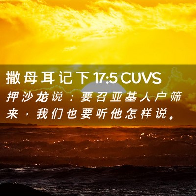 Picture 02 - 撒 母 耳 记 下 17:5 CUVS - 押 沙 龙 说 ： 要 召 亚 基 人 户 筛 - Bible Verse Picture