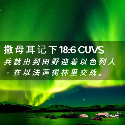 Picture 02 - 撒 母 耳 记 下 18:6 CUVS - 兵 就 出 到 田 野 迎 着 以 色 列 人 - Bible Verse Picture
