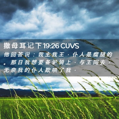 Picture 02 - 撒 母 耳 记 下 19:26 CUVS - 他 回 答 说 ： 我 主 我 王 ， 仆 人 - Bible Verse Picture