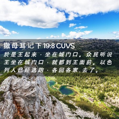 Picture 02 - 撒 母 耳 记 下 19:8 CUVS - 於 是 王 起 来 ， 坐 在 城 门 口 。 - Bible Verse Picture