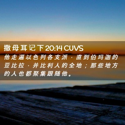Picture 02 - 撒 母 耳 记 下 20:14 CUVS - 他 走 遍 以 色 列 各 支 派 ， 直 到 - Bible Verse Picture