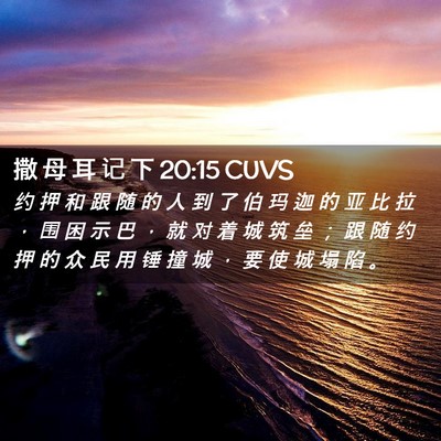 Picture 02 - 撒 母 耳 记 下 20:15 CUVS - 约 押 和 跟 随 的 人 到 了 伯 玛 迦 - Bible Verse Picture