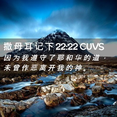 Picture 02 - 撒 母 耳 记 下 22:22 CUVS - 因 为 我 遵 守 了 耶 和 华 的 道 ， - Bible Verse Picture